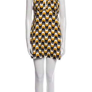Milly Black, White, and Yellow Wave Mini Dress